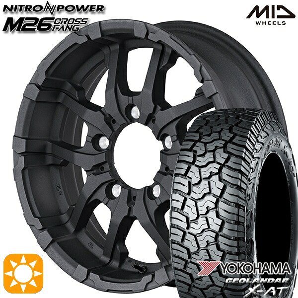 【取付対象】195R16C 104/102Q ヨコハマ ジオランダーX-AT G016 MID ナイトロパワー M26 クロスファング ブラストブラック 16インチ 5.5J 5H139.7 サマータイヤホイールセット