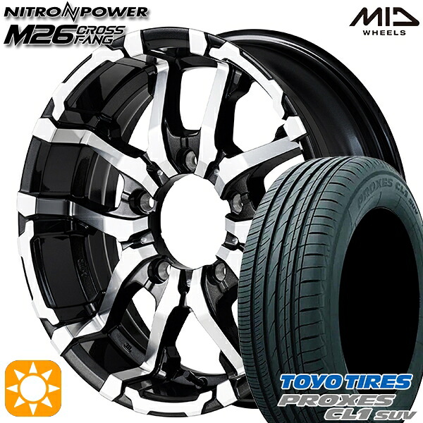 【取付対象】175/80R16 91S トーヨー プロクセス CL1 SUV MID ナイトロパワー M26 クロスファング ブラックメタリック/ミラーカット 16インチ 5.5J 5H139.7 サマータイヤホイールセット