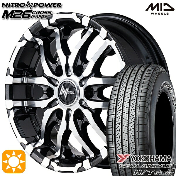 【取付対象】195/80R15 107/105L ヨコハマ ジオランダーH/T G056 MID ナイトロパワー M26 クロスファング ブラックメタリック/ミラーカット 15インチ 6.0J 6H139.7 サマータイヤホイールセット