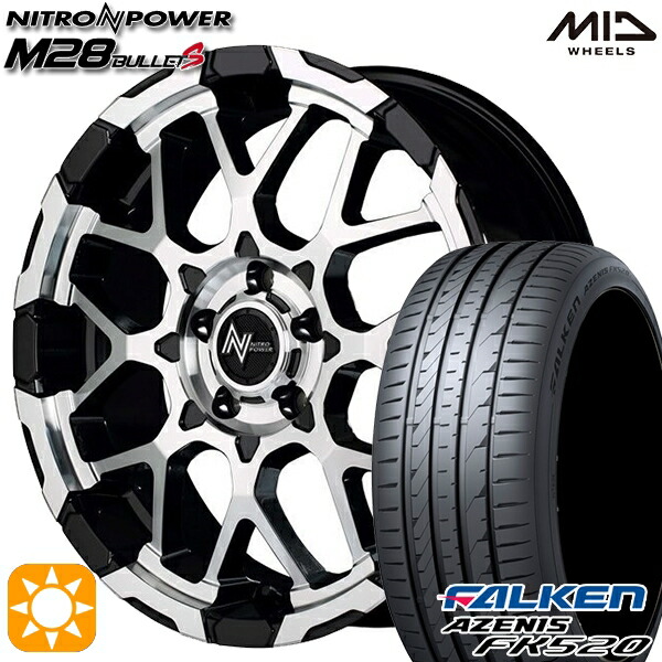 【取付対象】アウトランダー デリカD5 225/55R18 102W XL ファルケン アゼニス FK520 MID ナイトロパワー M28バレットS ブラック/ミラーカット 18インチ 7.0J 5H114.3 サマータイヤホイールセット