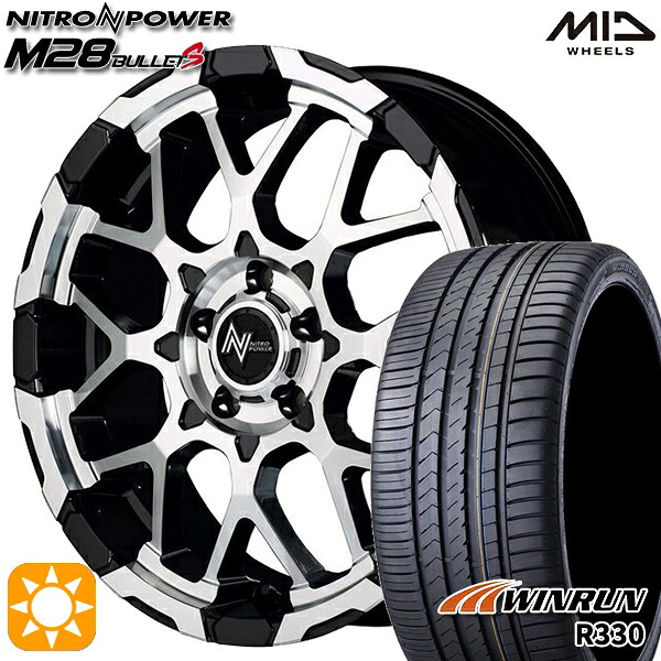 【取付対象】20/30系アルファード ヴェルファイア 235/50R18 101W XL ウィンラン R330 MID ナイトロパワー M28バレットS ブラック/ミラーカット 18インチ 7.0J 5H114.3 サマータイヤホイールセット