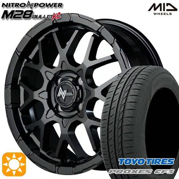 【取付対象】アクア クロスビー 175/60R16 82H トーヨー プロクセス CF3 MID ナイトロパワー M28バレットKC セミグロスブラック 16インチ 6.0J 4H100 サマータイヤホイールセット