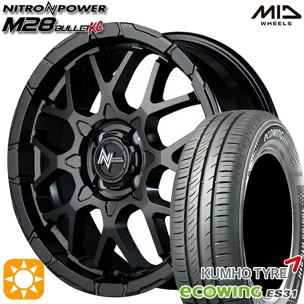 【取付対象】165/65R15 81H クムホ エコウィング ES31 MID ナイトロパワー M28バレットKC セミグロスブラック 15インチ 5.0J 4H100 サマータイヤホイールセット