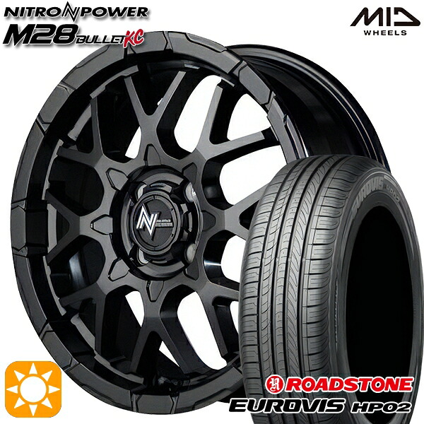【取付対象】165/60R15 ネクセン ロードストーン ユーロビズ HP02 MID ナイトロパワー M28バレットKC セミグロスブラック 15インチ 5.0J 4H100 サマータイヤホイールセット