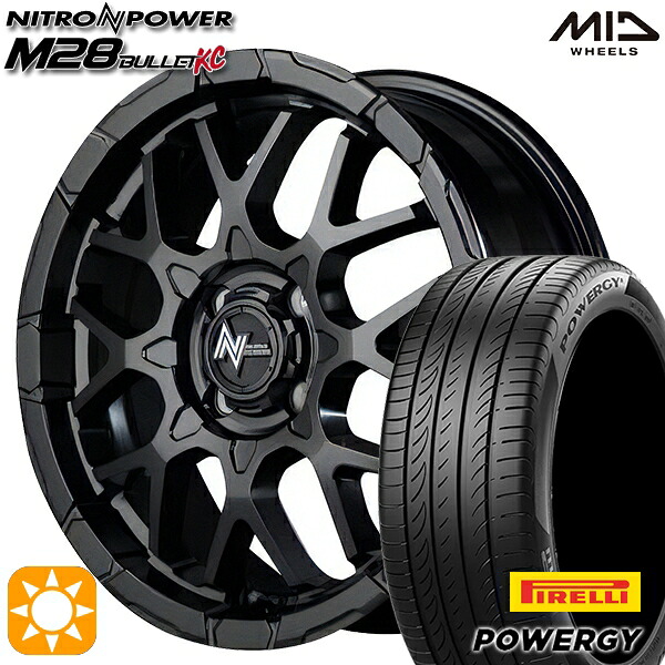 【取付対象】マツダ2 ノート 195/55R16 87V ピレリ パワジー MID ナイトロパワー M28バレットKC セミグロスブラック 16インチ 6.0J 4H100 サマータイヤホイールセット
