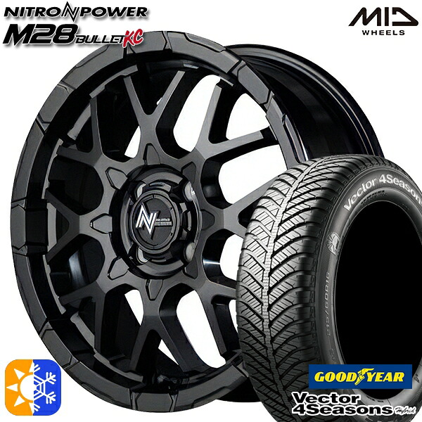 175/60R16 82H グッドイヤー ベクター フォーシーズンズ MID ナイトロパワー M28バレットKC 16インチ 6.0J 4H100 セミグロスブラック オールシーズンタイヤホイールセット