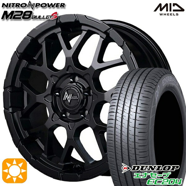 【取付対象】225/45R18 95W XL ダンロップ エナセーブ EC204 MID ナイトロパワー M28バレットS セミグロスブラック 18インチ 7.0J 5H114.3 サマータイヤホイールセット