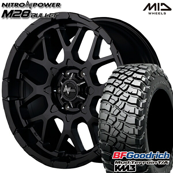 【取付対象】265/65R17 120/117Q RBL BFグッドリッチ マッドテレーン T/A KM3 MID ナイトロパワー M28バレット セミグロスブラック 17インチ 8.0J 6H139.7 サマータイヤホイールセット