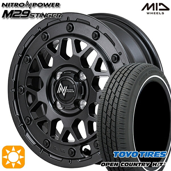 【取付対象】165/65R15 81H トーヨー オープンカントリー H/T2 WR MID ナイトロパワー M29 スティンガー バレルブラック 15インチ 5.0J 4H100 サマータイヤホイールセット