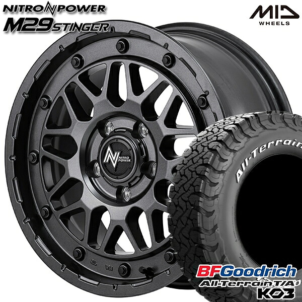 【取付対象】215/70R16 100/97S RWL BFグッドリッチ オールテレーン T/A KO3 MID ナイトロパワー M29 スティンガー バレルブラック 16インチ 7.0J 5H114.3 サマータイヤホイールセット ｜格安タイヤホイールジャストパーツ
