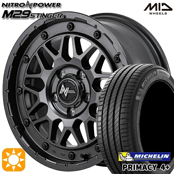 【取付対象】195/65R16 92H ミシュラン プライマシー4プラス MID ナイトロパワー M29 スティンガー バレルブラック 16インチ 6.0J 5H100 サマータイヤホイールセット