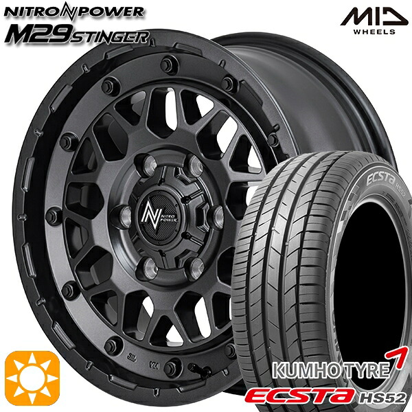 【取付対象】215/60R17 100V XL クムホ エクスタ HS52 MID ナイトロパワー M29 スティンガー バレルブラック 17インチ 6.5J 6H139.7 サマータイヤホイールセット