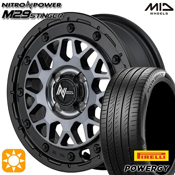 【取付対象】165/55R15 75H ピレリ パワジー MID ナイトロパワー M29 スティンガー セミグロスブラッククリア 15インチ 5.0J 4H100 サマータイヤホイールセット ｜格安タイヤホイールジャストパーツ