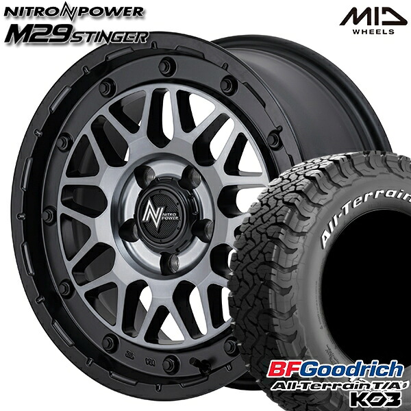 【取付対象】225/70R16 102/99S RWL BFグッドリッチ オールテレーン T/A KO3 MID ナイトロパワー M29 スティンガー セミグロスブラッククリア 16インチ 7.0J 5H114.3 サマータイヤホイールセット |格安タイヤホイールジャストパーツ