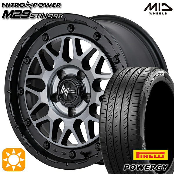 【取付対象】205/50R17 93W XL ピレリ パワジー MID ナイトロパワー M29 スティンガー セミグロスブラッククリア 17インチ 7.0J 5H114.3 サマータイヤホイールセット