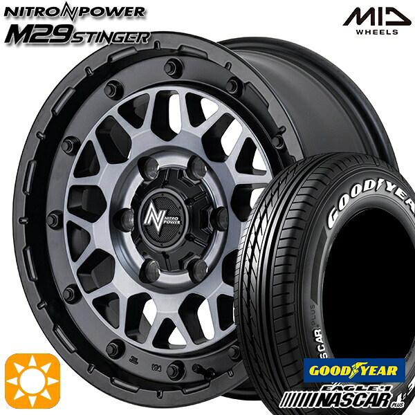 【取付対象】200系ハイエース 215/60R17C 109/107R グッドイヤー ナスカープラス MID ナイトロパワー M29 スティンガー セミグロスブラッククリア 17インチ 6.5J 6H139.7 サマータイヤホイールセット