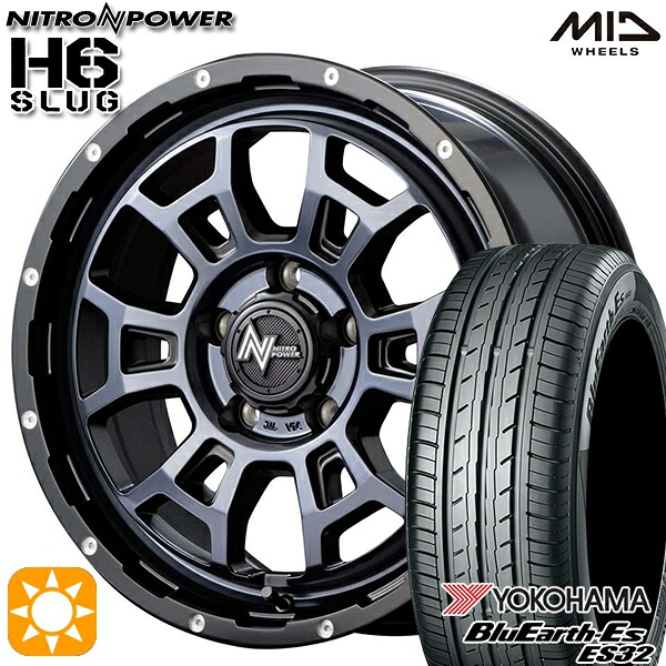 【取付対象】ヤリスクロス 205/65R16 95H ヨコハマ ブルーアース ES32 MID ナイトロパワー H6スラッグ ブラッククリア 16インチ 7.0J 5H114.3 サマータイヤホイールセット