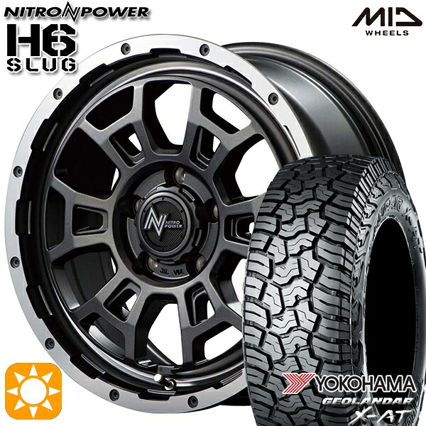 【取付対象】デリカD5 LT215/70R16 100/97Q ヨコハマ ジオランダー X-AT G016 MID ナイトロパワー H6スラッグ セミグロスガンメタ 16インチ 7.0J 5H114.3 サマータイヤホイールセット
