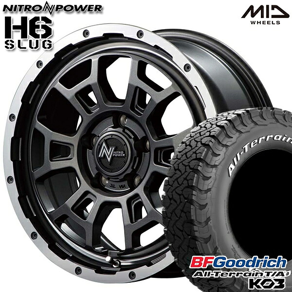 【取付対象】235/70R16 110/107S RWL BFグッドリッチ オールテレーン T/A KO3 MID ナイトロパワー H6スラッグ セミグロスガンメタ 16インチ 7.0J 5H114.3 サマータイヤホイールセット