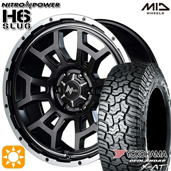 【取付対象】200系ハイエース LT215/70R16 100/97Q ヨコハマ ジオランダー X-AT G016 MID ナイトロパワー H6スラッグ セミグロスガンメタ 16インチ 6.5J 6H139.7 サマータイヤホイールセット