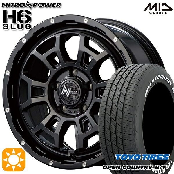 【取付対象】215/70R16 100H トーヨー オープンカントリー H/T2 WL MID ナイトロパワー H6スラッグ セミグロスブラック 16インチ 7.0J 5H114.3 サマータイヤホイールセット