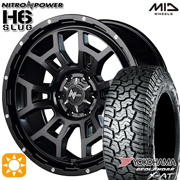【取付対象】200系ハイエース LT215/70R16 100/97Q ヨコハマ ジオランダー X-AT G016 MID ナイトロパワー H6スラッグ セミグロスブラック 16インチ 6.5J 6H139.7 サマータイヤホイールセット 109,340円