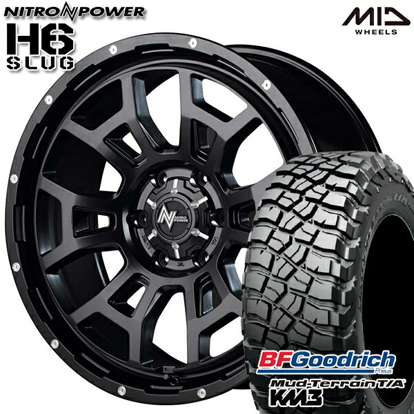 【取付対象】265/65R17 120/117Q RBL BFグッドリッチ マッドテレーン T/A KM3 MID ナイトロパワー H6スラッグ セミグロスブラック 17インチ 8.0J 6H139.7 サマータイヤホイールセット