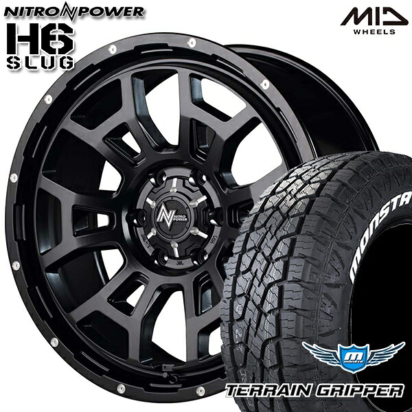 【取付対象】285/70R17 121/118R LT モンスタ テレーングリッパー MID ナイトロパワー H6スラッグ セミグロスブラック 17インチ 8.0J 6H139.7 サマータイヤホイールセット 119,000円
