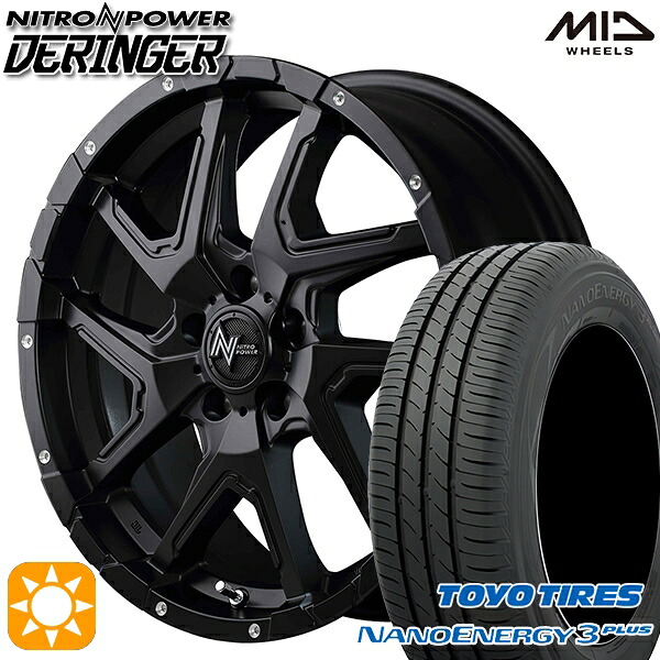 【取付対象】225/45R18 91W トーヨー ナノエナジー3プラス MID ナイトロパワー デリンジャー セミグロスブラック/フランジピアスドリルド 18インチ 7.0J 5H114.3 サマータイヤホイールセット