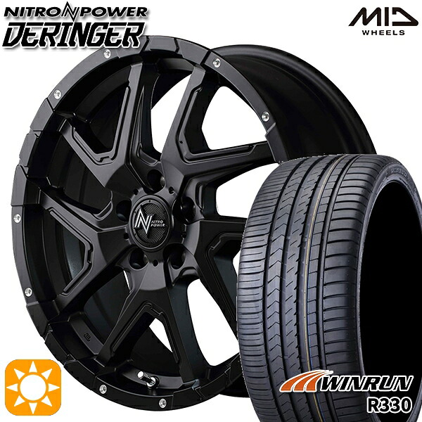 【取付対象】235/55R18 104V XL ウィンラン R330 MID ナイトロパワー デリンジャー セミグロスブラック/フランジピアスドリルド 18インチ 7.0J 5H114.3 サマータイヤホイールセット