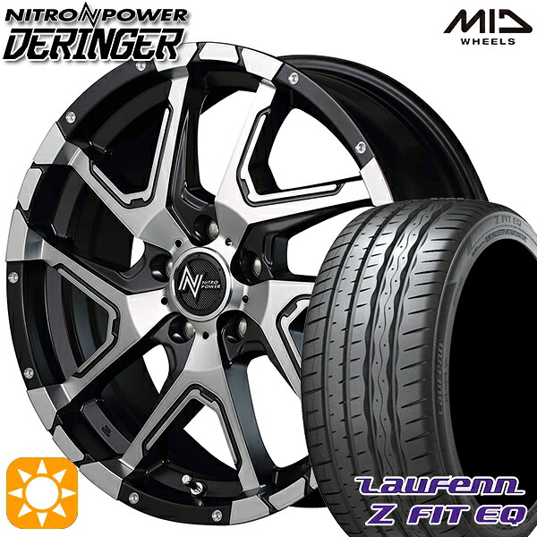 【取付対象】215/45R18 93Y XL ラウフェン Z FIT EQ LK03 MID ナイトロパワー デリンジャー セミグロスブラックポリッシュ/フランジピアスドリルド 18インチ 7.0J 5H114.3 サマータイヤホイールセット