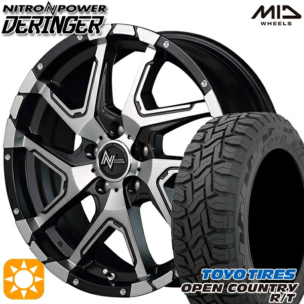 【取付対象】225/65R17 102Q トーヨー オープンカントリー R/T MID ナイトロパワー デリンジャー セミグロスブラックポリッシュ/フランジピアスドリルド 17インチ 7.0J 5H114.3 サマータイヤホイールセット