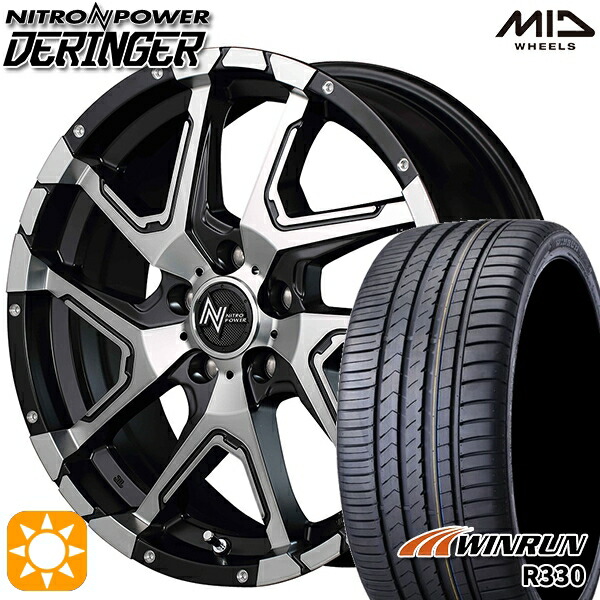 【取付対象】20/30系アルファード ヴェルファイア 235/50R18 101W XL ウィンラン R330 MID ナイトロパワー デリンジャー セミグロスブラックポリッシュ/フランジピアスドリルド 18インチ 7.0J 5H114.3 サマータイヤホイールセット