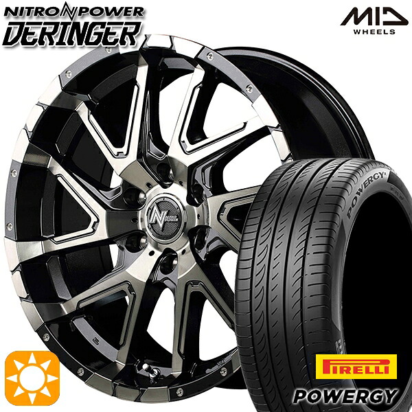 【取付対象】215/60R17 96V ピレリ パワジー MID ナイトロパワー デリンジャー セミグロスブラックポリッシュ/フランジピアスドリルド 17インチ 6.5J 6H139.7 サマータイヤホイールセット