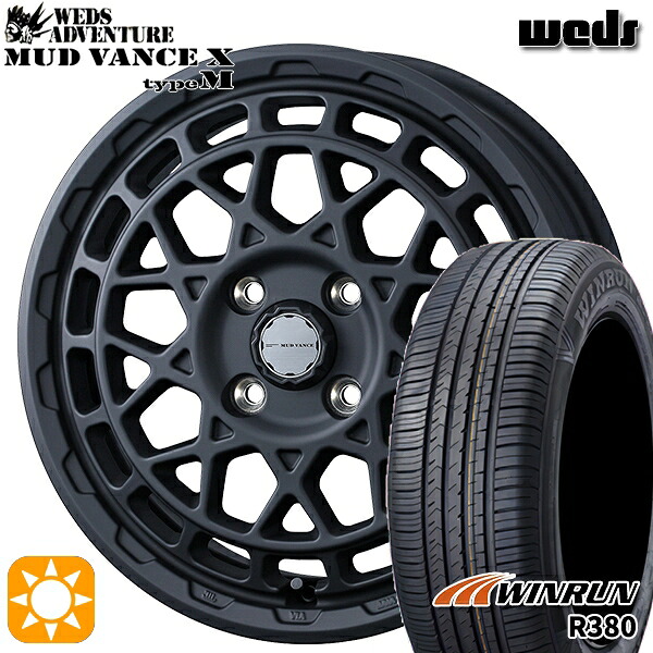 【取付対象】エブリィワゴン 165/60R14 75H ウィンラン R380 Weds マッドヴァンス X タイプM フルマットブラック 14インチ 4.5J 4H100 サマータイヤホイールセット