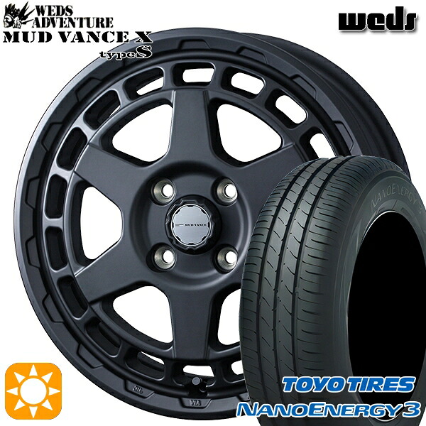 【取付対象】エブリィワゴン 165/60R14 75H トーヨー ナノエナジー3 Weds マッドヴァンス X タイプS フルマットブラック 14インチ 4.5J 4H100 サマータイヤホイールセット