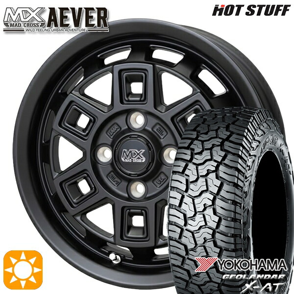 【取付対象】アゲトラ 155/65R14 ヨコハマ ジオランダーX-AT G016 ホットスタッフ マッドクロスアイヴァー MTBK 14インチ 4.5J 4H100+45 サマータイヤホイールセット