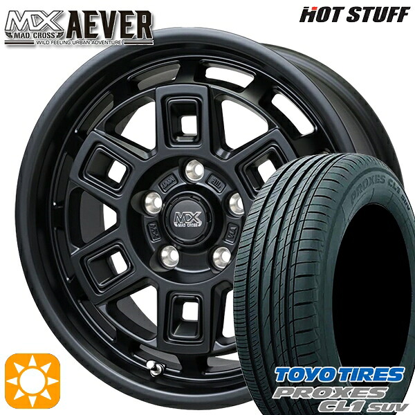 【取付対象】ハリアー エクストレイル 225/65R17 102H トーヨー プロクセス CL1 SUV ホットスタッフ マッドクロスアイヴァー MTBK 17インチ 7.0J 5H114.3+38 サマータイヤホイールセット