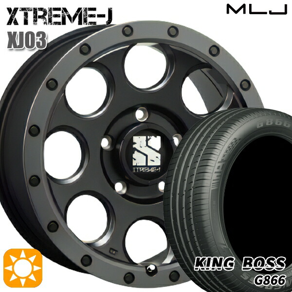 【取付対象】215/50R18 96W XL キングボス G866 MLJ エクストリームJ XJ03 フラットブラック/スモークフランジ 18インチ 8.0J 5H114.3 サマータイヤホイールセット