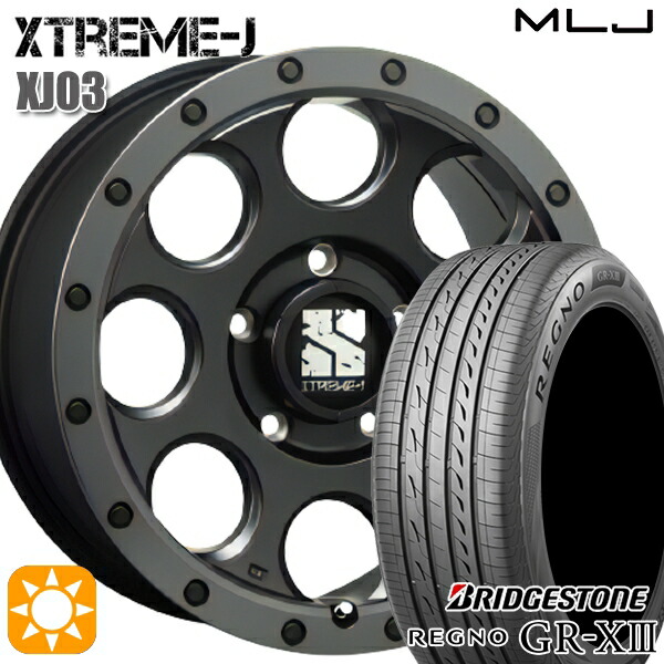 【取付対象】アウトランダー エクストレイル 225/55R18 102V XL ブリヂストン レグノ GR-X3 MLJ エクストリームJ XJ03 フラットブラック/スモークフランジ 18インチ 8.0J 5H114.3 サマータイヤホイールセット