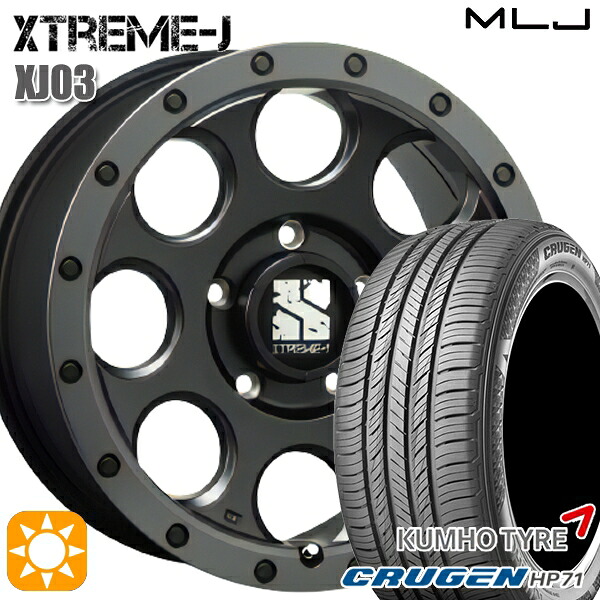 【取付対象】225/65R17 102V クムホ クルーゼン HP71 MLJ エクストリームJ XJ03 フラットブラック/スモークフランジ 17インチ 7.5J 5H114.3 サマータイヤホイールセット