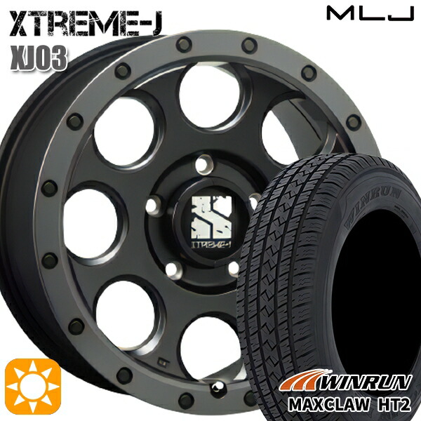 【取付対象】225/65R17 102H ウィンラン マックスクロウ HT2 MLJ エクストリームJ XJ03 フラットブラック/スモークフランジ 17インチ 7.5J 5H114.3 サマータイヤホイールセット 79,475円