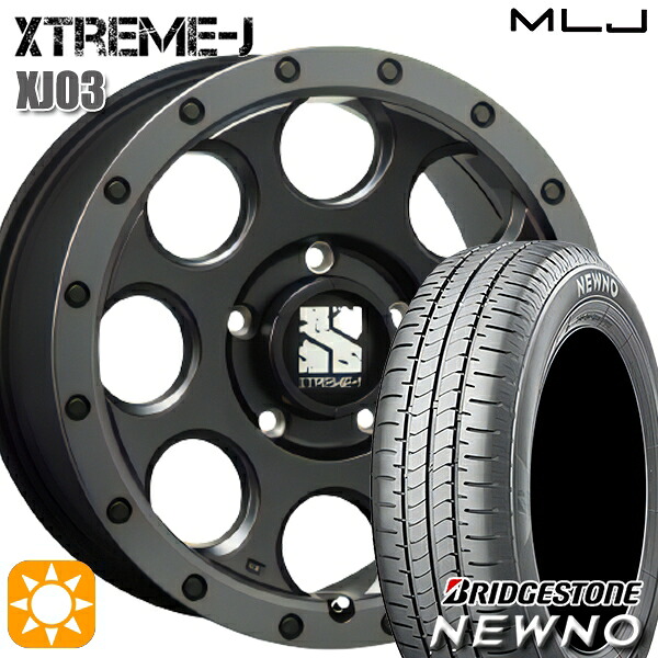 【取付対象】235/50R18 97V ブリヂストン ニューノ MLJ エクストリームJ XJ03 フラットブラック/スモークフランジ 18インチ 8.0J 5H114.3 サマータイヤホイールセット