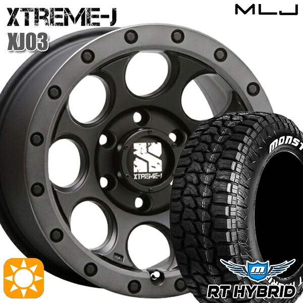 【取付対象】285/70R17 121/118Q RWL モンスタ RTハイブリッド MLJ エクストリームJ XJ03 フラットブラック/スモークフランジ 17インチ 8.0J 6H139.7 サマータイヤホイールセット