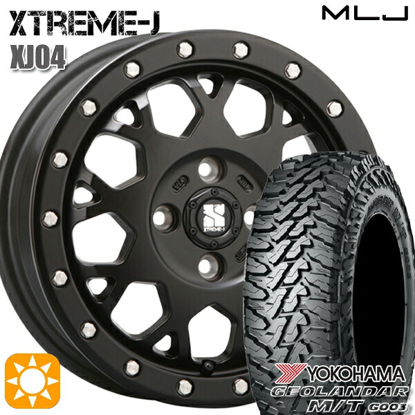 【取付対象】165/65R14 81/78Q ヨコハマ ジオランダー M/T G003 MLJ エクストリームJ XJ04 サテンブラック 14インチ 4.5J 4H100 サマータイヤホイールセット ｜格安タイヤホイールジャストパーツ