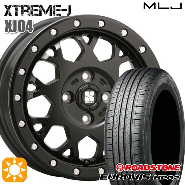 【取付対象】155/65R14 ネクセン ロードストーン ユーロビズ HP02 MLJ エクストリームJ XJ04 サテンブラック 14インチ 4.5J 4H100 サマータイヤホイールセット |格安タイヤホイールジャストパーツ