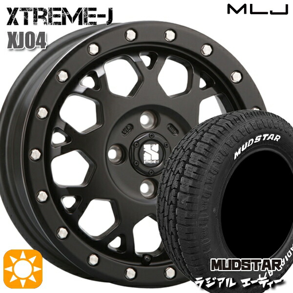 【取付対象】ハスラー 165/60R15 77S マッドスター ラジアル A/T ホワイトレター MLJ エクストリームJ XJ04 サテンブラック 15インチ 4.5J 4H100 サマータイヤホイールセット