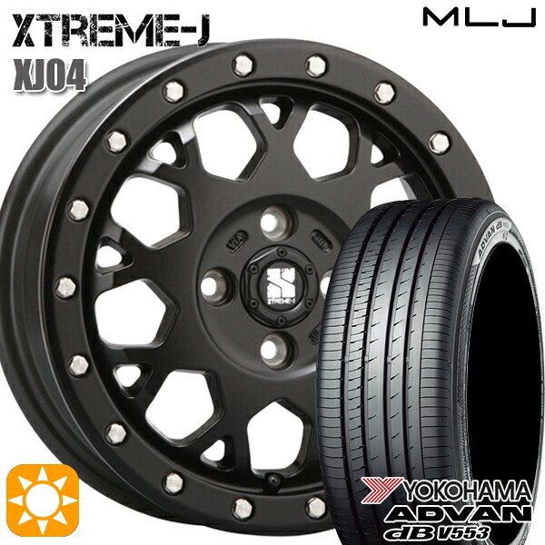 【取付対象】165/55R15 75V ヨコハマ アドバンデシベル V553 MLJ エクストリームJ XJ04 サテンブラック 15インチ 4.5J 4H100 サマータイヤホイールセット |格安タイヤホイールジャストパーツ