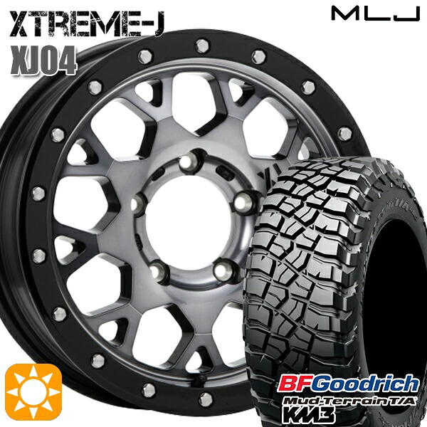 【取付対象】[5本セット]ジムニー LT225/75R16 115/112Q RBL BFグッドリッチ マッドテレーン T/A KM3 MLJ エクストリームJ XJ04 グロスブラックマシーン/スモーククリア 16インチ 5.5J 5H139.7 サマータイヤホイールセット