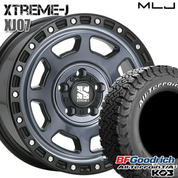【取付対象】225/70R16 102/99S RWL BFグッドリッチ オールテレーン T/A KO3 MLJ エクストリームJ XJ07 グロスブラック マシンインディゴ 16インチ 7.0J 5H114.3 サマータイヤホイールセット